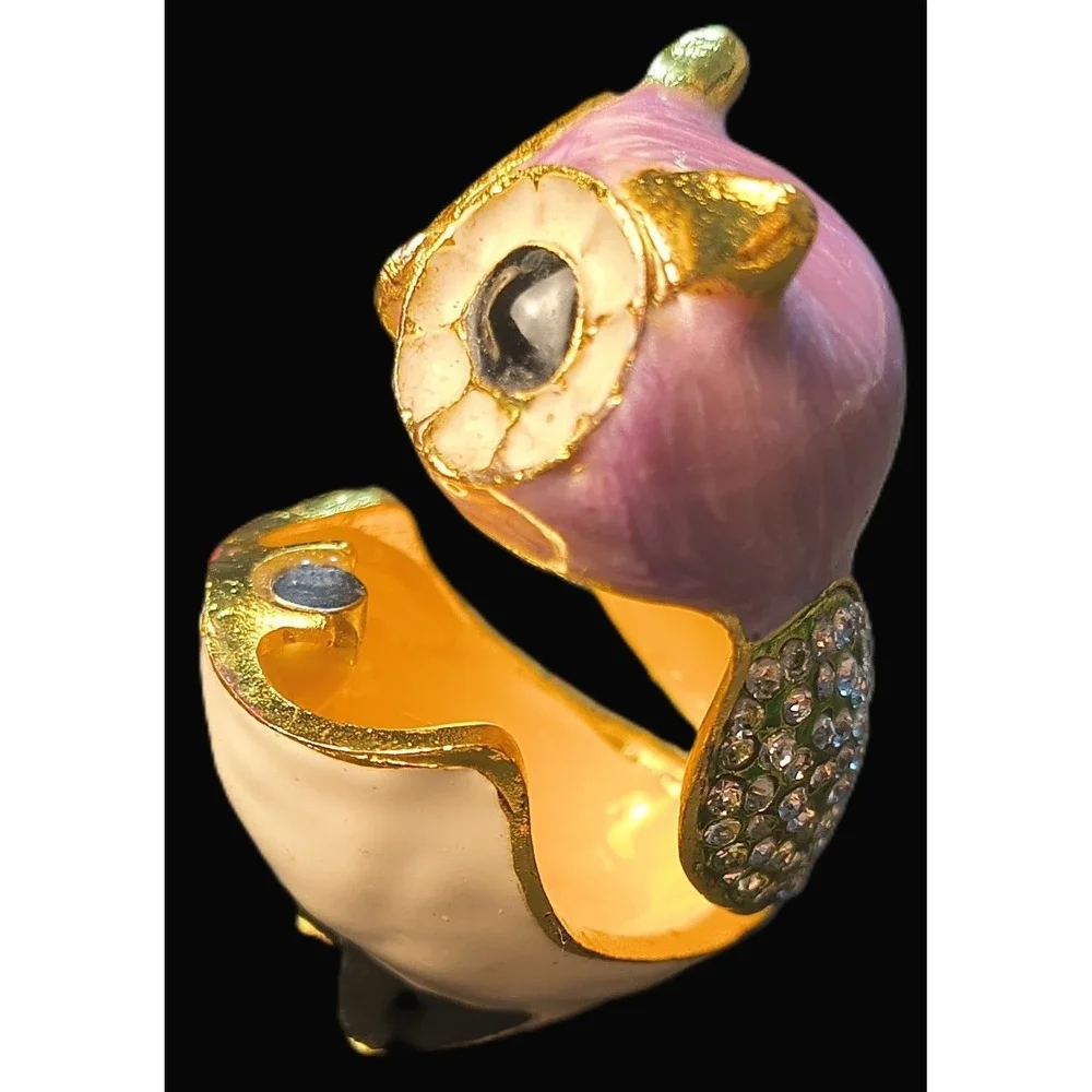 Vintage Owl Trinket Box, 1.75 x 1 x .5,‎ Purple and White